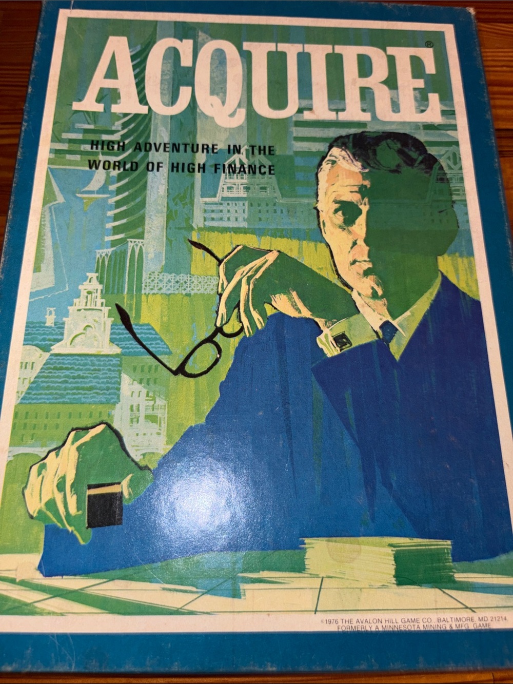Vtg ACQUIRE 1976 Finance Real Estate Board Game Complete Instructions/All Cards